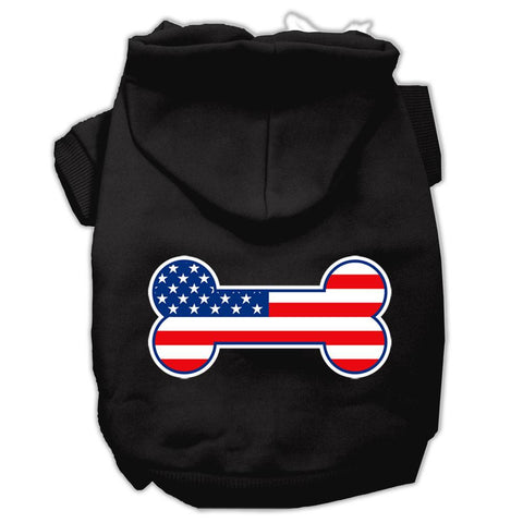 Bone Shaped American Flag Screen Print Pet Hoodies Black Size Lg (14)