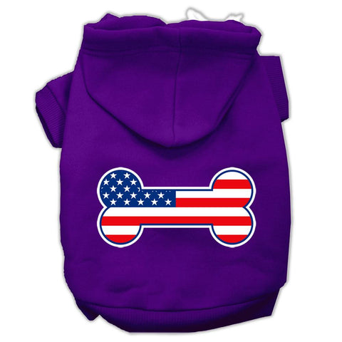 Bone Shaped American Flag Screen Print Pet Hoodies Purple Size S (10)