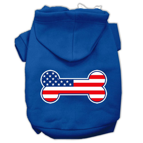 Bone Shaped American Flag Screen Print Pet Hoodies Blue Size XL (16)