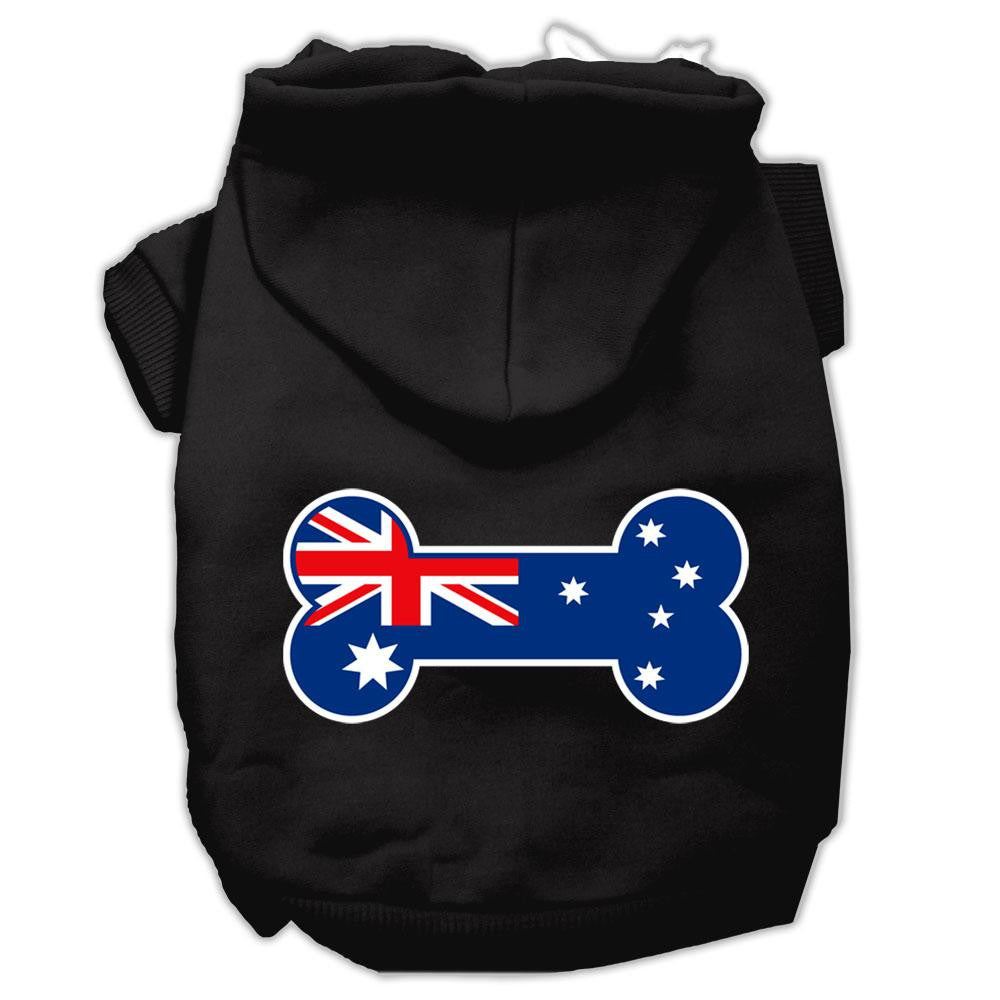 Bone Shaped Australian Flag Screen Print Pet Hoodies Black M (12)