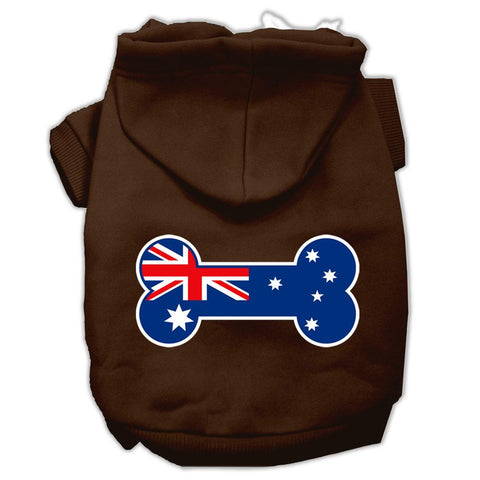 Bone Shaped Australian Flag Screen Print Pet Hoodies Brown Size M (12)