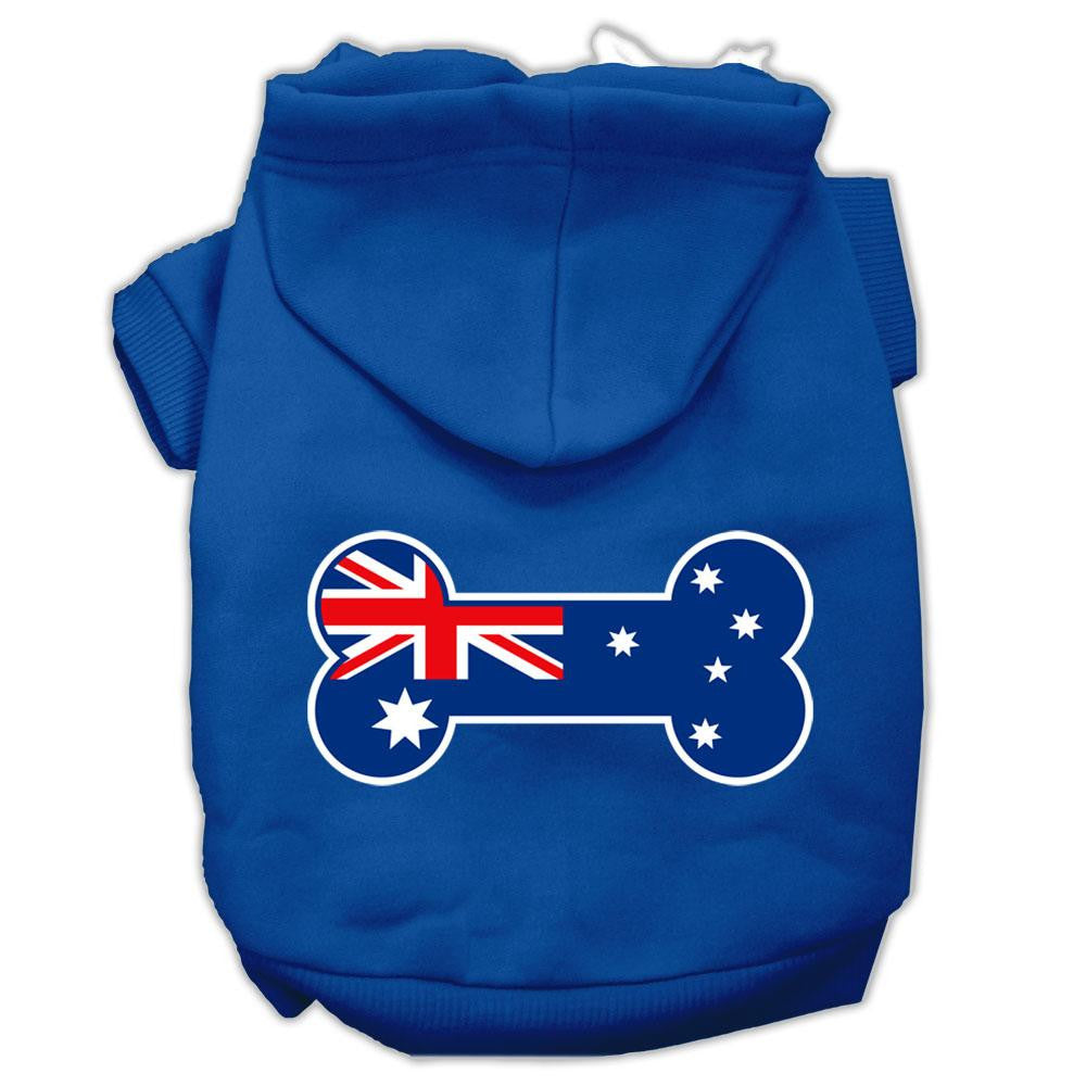 Bone Shaped Australian Flag Screen Print Pet Hoodies Blue Size XS (8)