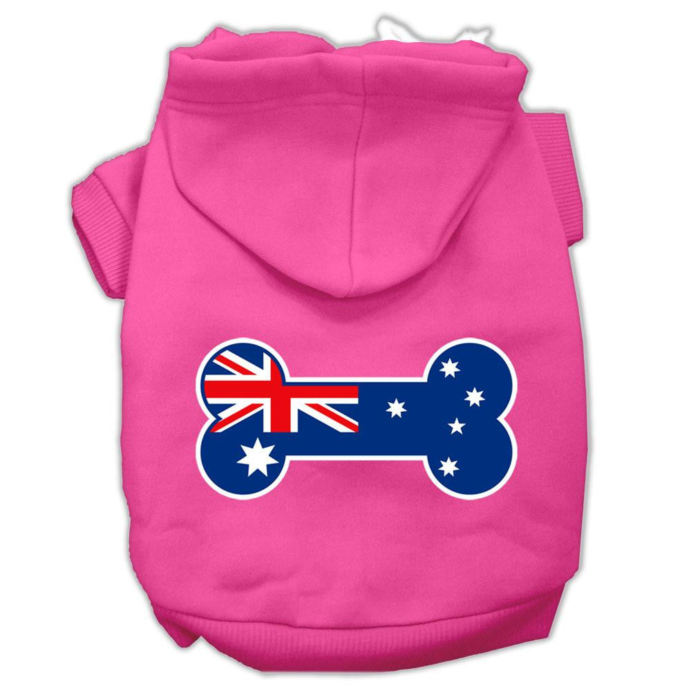 Bone Shaped Australian Flag Screen Print Pet Hoodies Bright Pink Size XS (8)