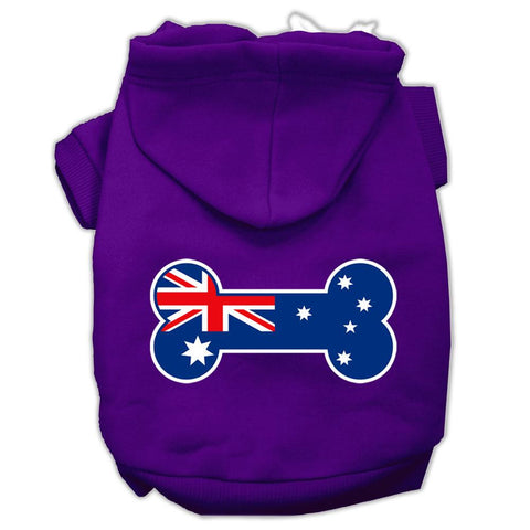 Bone Shaped Australian Flag Screen Print Pet Hoodies Purple XS (8)