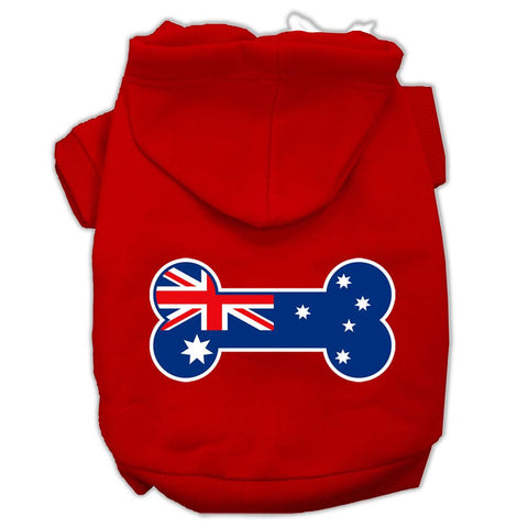 Bone Shaped Australian Flag Screen Print Pet Hoodies Red Size XS (8)