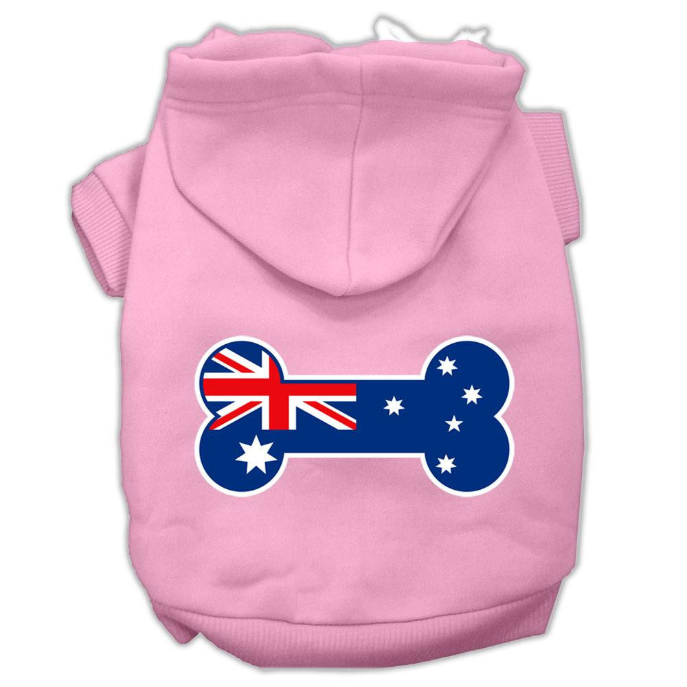 Bone Shaped Australian Flag Screen Print Pet Hoodies Light Pink Size XXL (18)