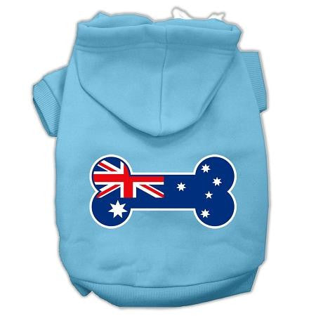 Bone Shaped Australian Flag Screen Print Pet Hoodies Baby Blue XXXL(20)