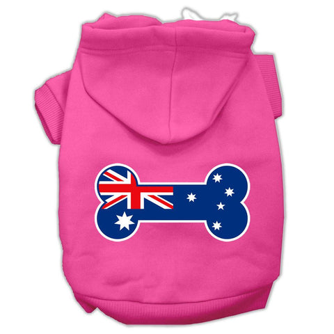 Bone Shaped Australian Flag Screen Print Pet Hoodies Bright Pink Size XXXL(20)