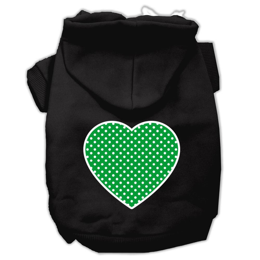 Green Swiss Dot Heart Screen Print Pet Hoodies Black Size Lg (14)