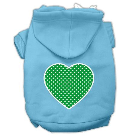 Green Swiss Dot Heart Screen Print Pet Hoodies Baby Blue Size XL (16)