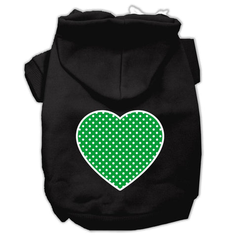 Green Swiss Dot Heart Screen Print Pet Hoodies Black Size XL (16)