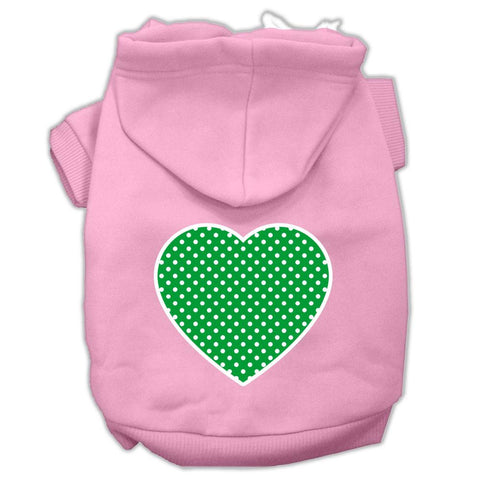 Green Swiss Dot Heart Screen Print Pet Hoodies Light Pink Size XL (16)