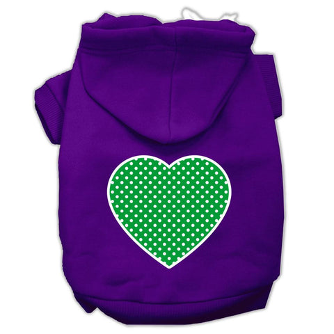 Green Swiss Dot Heart Screen Print Pet Hoodies Purple Size XS (8)