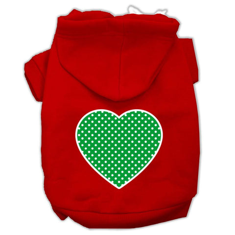 Green Swiss Dot Heart Screen Print Pet Hoodies Red Size XS (8)