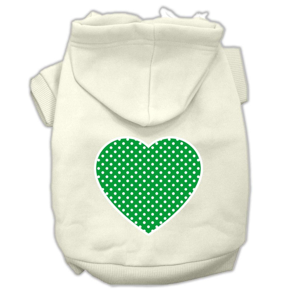 Green Swiss Dot Heart Screen Print Pet Hoodies Cream Size XXL (18)