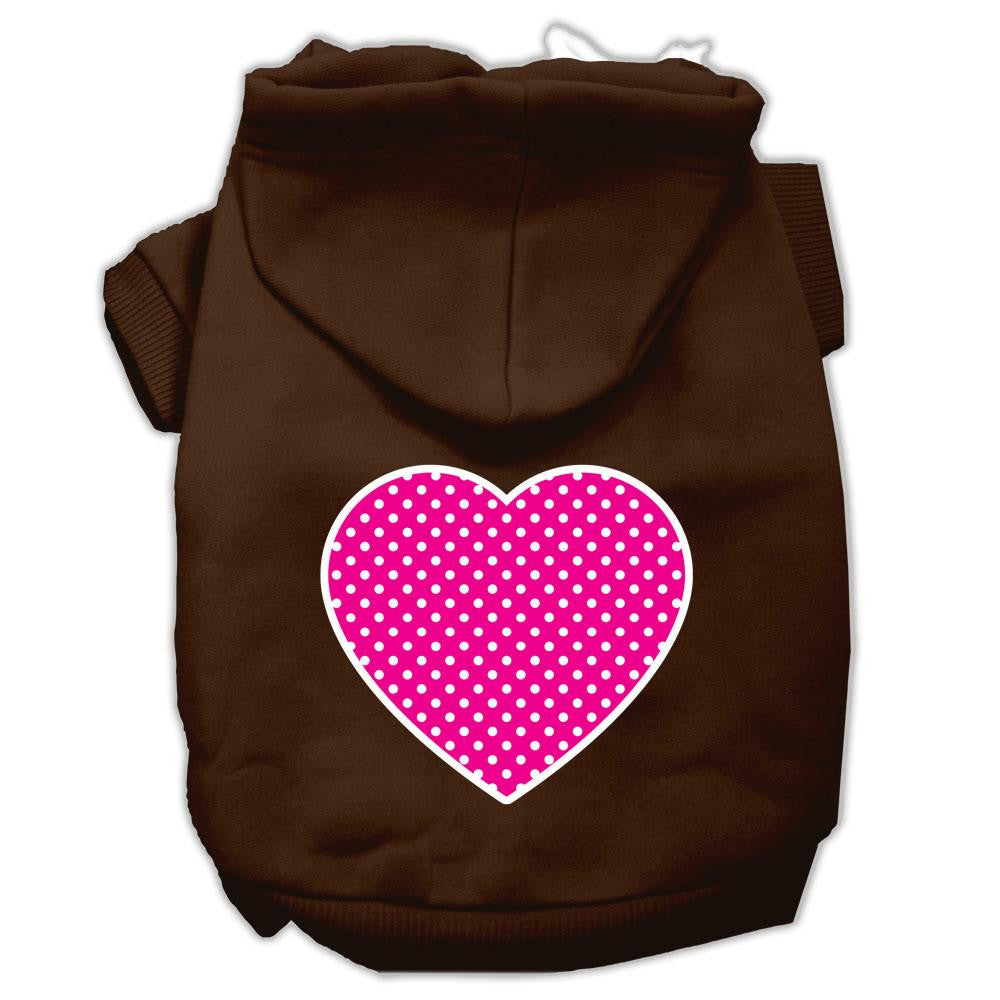 Pink Swiss Dot Heart Screen Print Pet Hoodies Brown Size Lg (14)