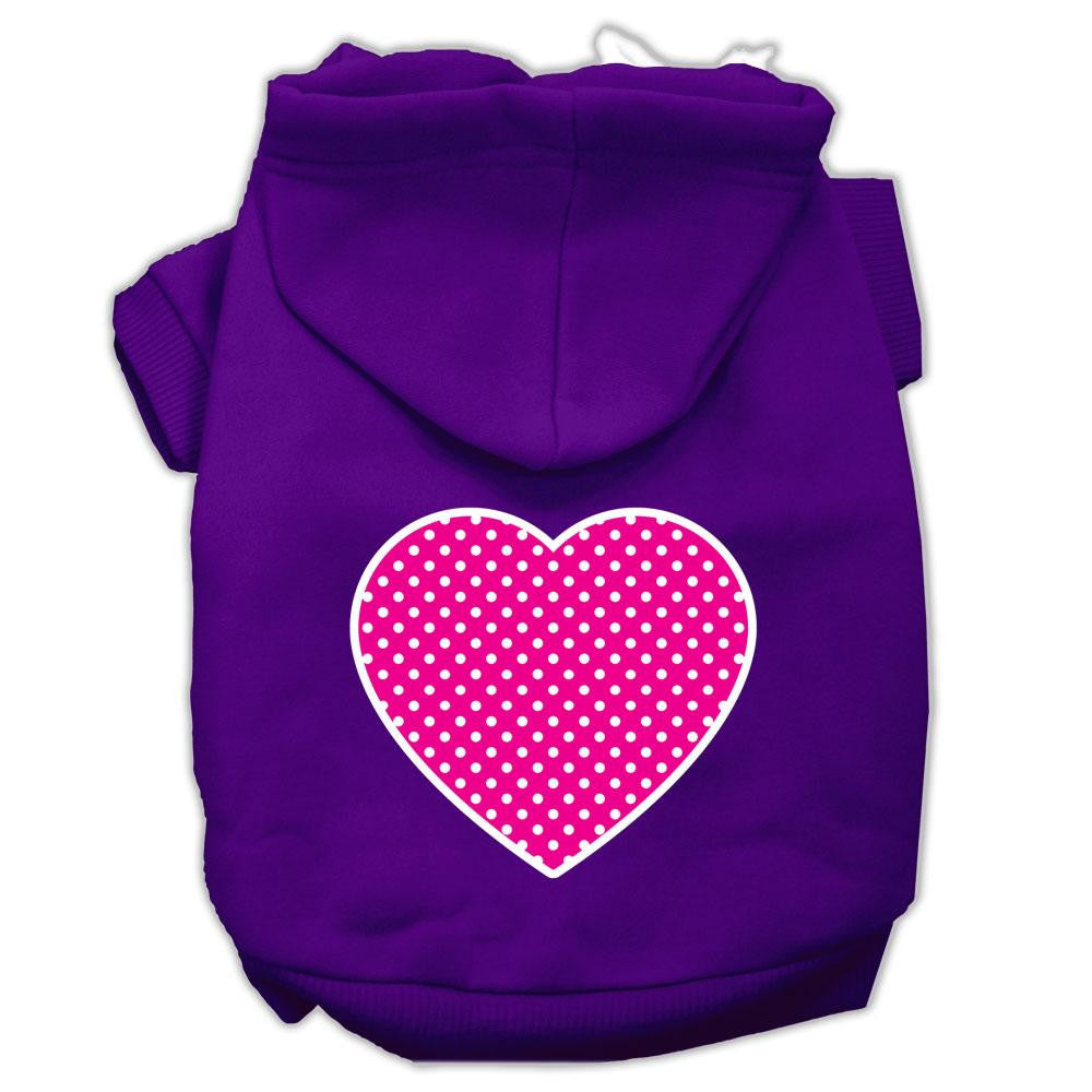 Pink Swiss Dot Heart Screen Print Pet Hoodies Purple Size Lg (14)