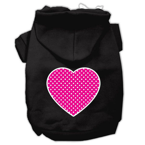 Pink Swiss Dot Heart Screen Print Pet Hoodies Black Size XS (8)