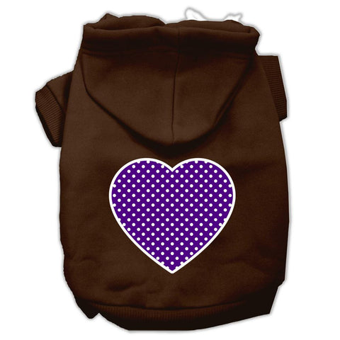 Purple Swiss Dot Heart Screen Print Pet Hoodies Brown Size Lg (14)