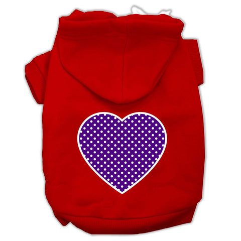 Purple Swiss Dot Heart Screen Print Pet Hoodies Red Size Med (12)