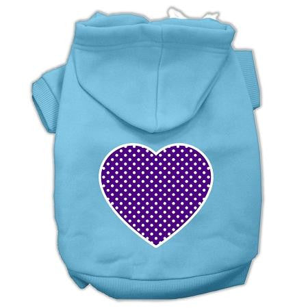 Purple Swiss Dot Heart Screen Print Pet Hoodies Baby Blue Size XL (16)