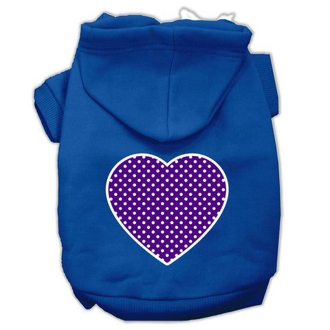 Purple Swiss Dot Heart Screen Print Pet Hoodies Blue Size XL (16)