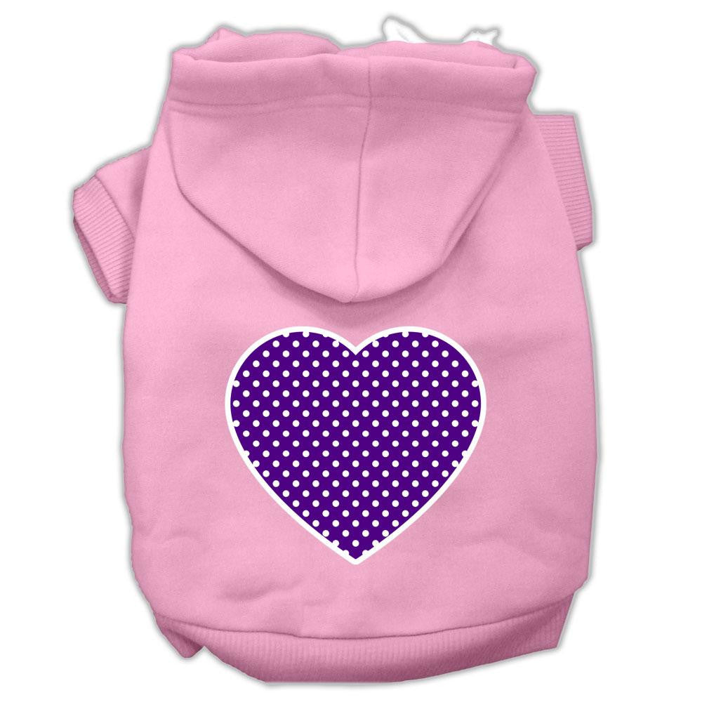 Purple Swiss Dot Heart Screen Print Pet Hoodies Light Pink Size XL (16)