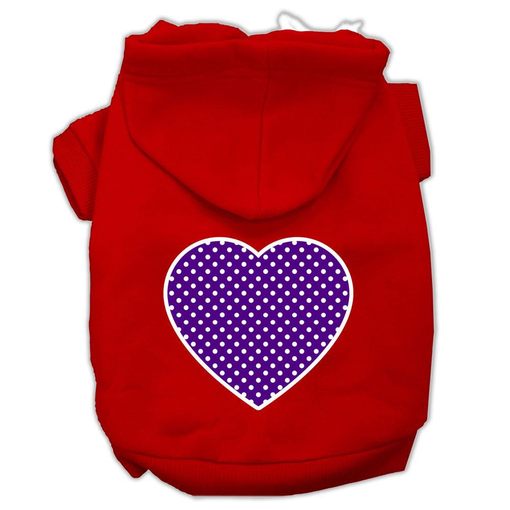 Purple Swiss Dot Heart Screen Print Pet Hoodies Red Size XL (16)