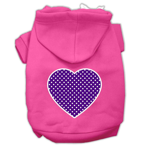 Purple Swiss Dot Heart Screen Print Pet Hoodies Bright Pink Size XS (8)