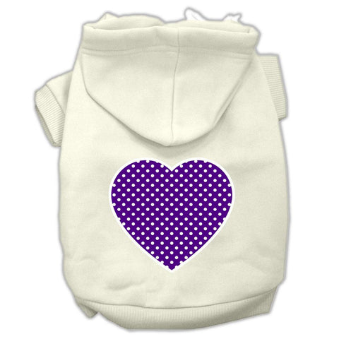 Purple Swiss Dot Heart Screen Print Pet Hoodies Cream Size XS (8)