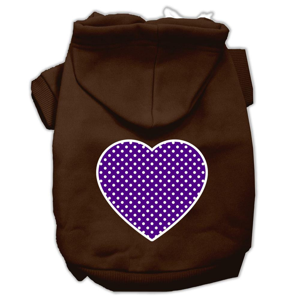 Purple Swiss Dot Heart Screen Print Pet Hoodies Brown Size XXXL (20)