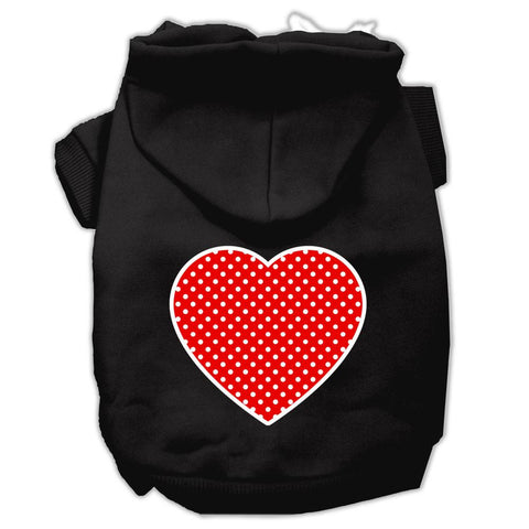 Red Swiss Dot Heart Screen Print Pet Hoodies Black Size Lg (14)