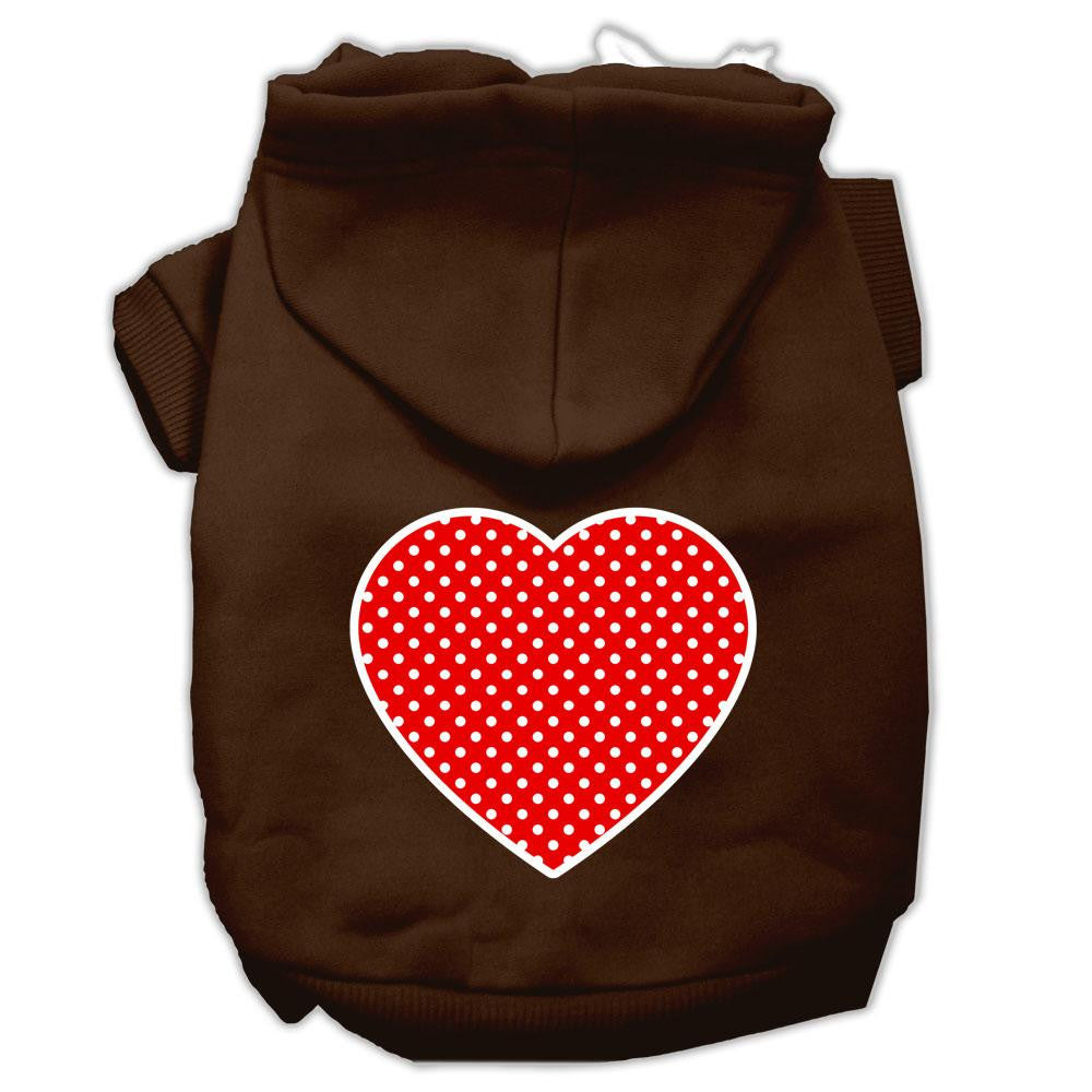 Red Swiss Dot Heart Screen Print Pet Hoodies Brown Size Lg (14)