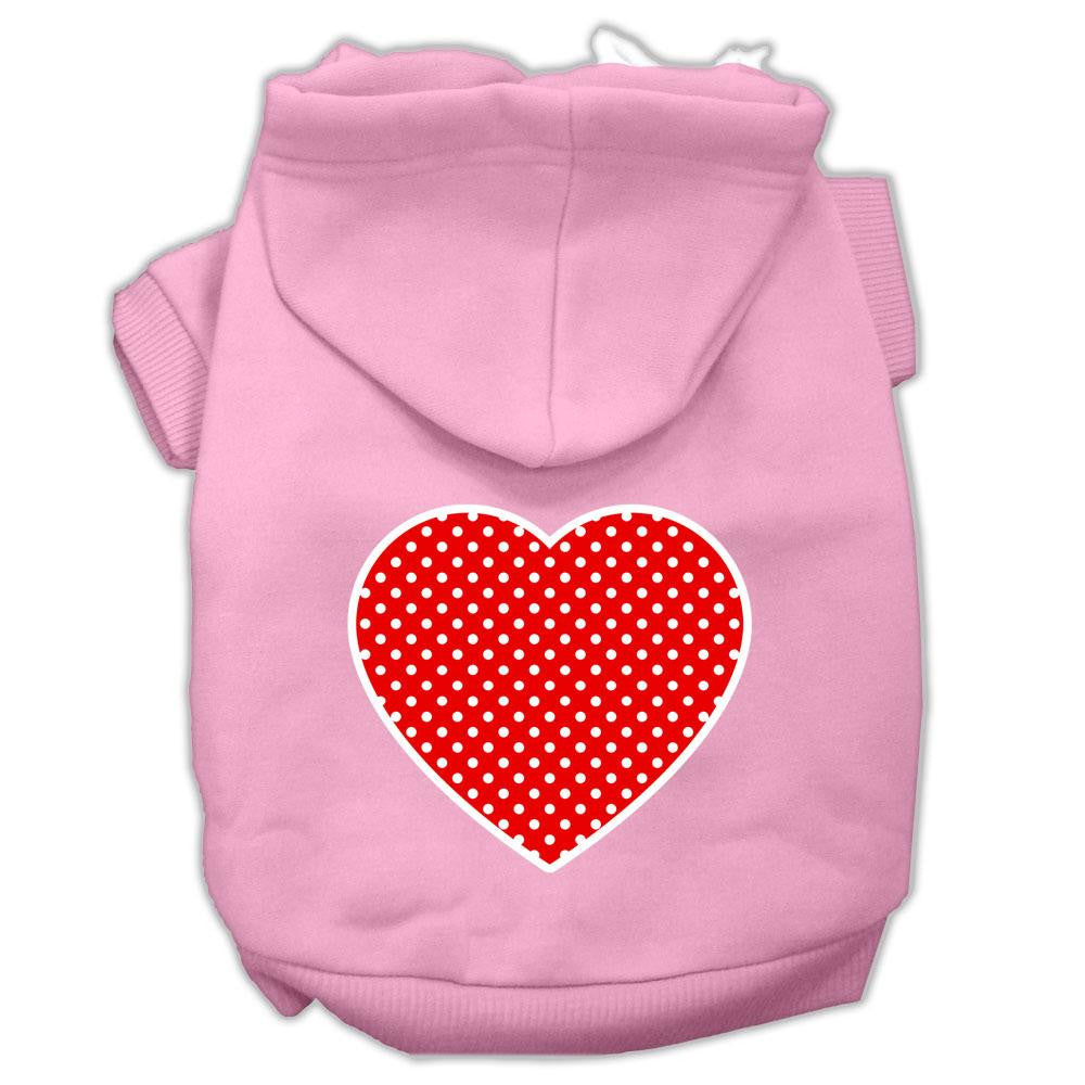 Red Swiss Dot Heart Screen Print Pet Hoodies Light Pink Size XL (16)