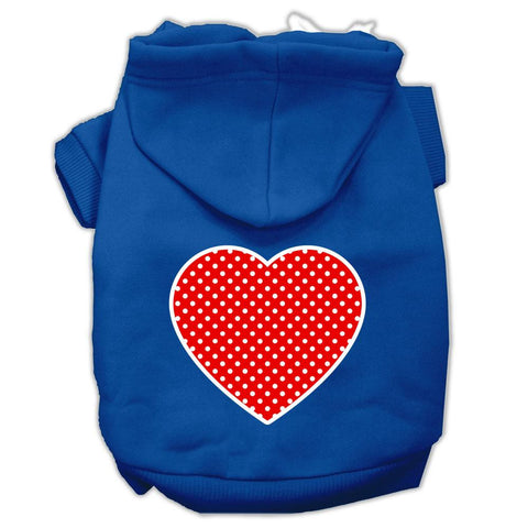 Red Swiss Dot Heart Screen Print Pet Hoodies Blue Size XS (8)