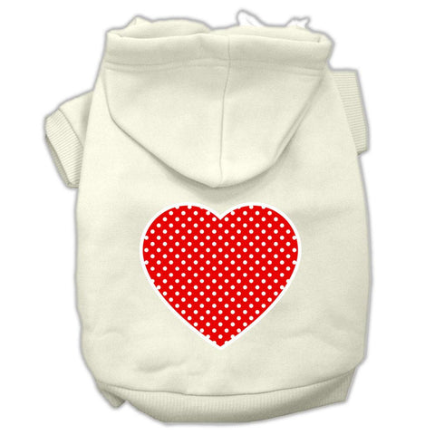 Red Swiss Dot Heart Screen Print Pet Hoodies Cream Size XXL (18)