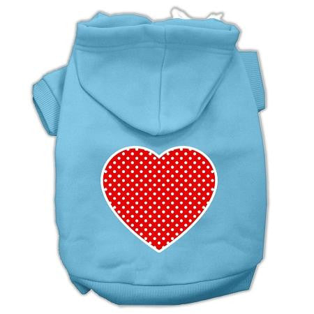 Red Swiss Dot Heart Screen Print Pet Hoodies Baby Blue Size XXXL (20)