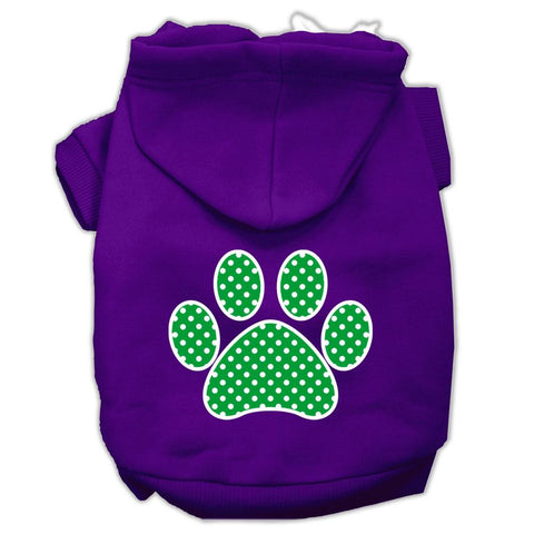 Green Swiss Dot Paw Screen Print Pet Hoodies Purple Size Lg (14)