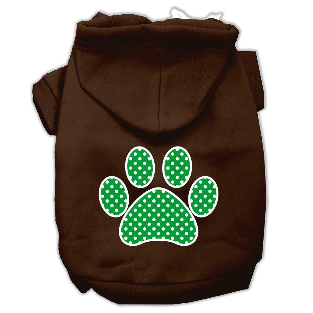 Green Swiss Dot Paw Screen Print Pet Hoodies Brown Size Med (12)