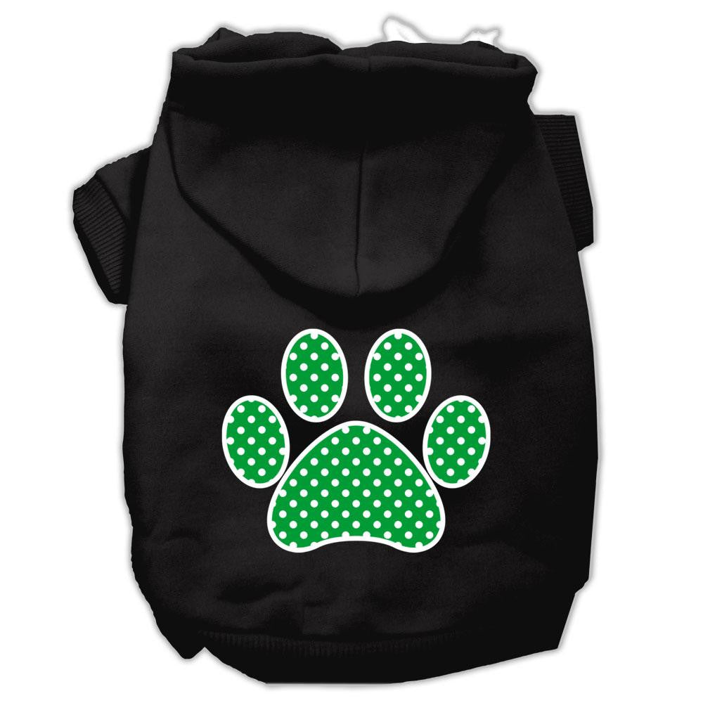 Green Swiss Dot Paw Screen Print Pet Hoodies Black Size Sm (10)