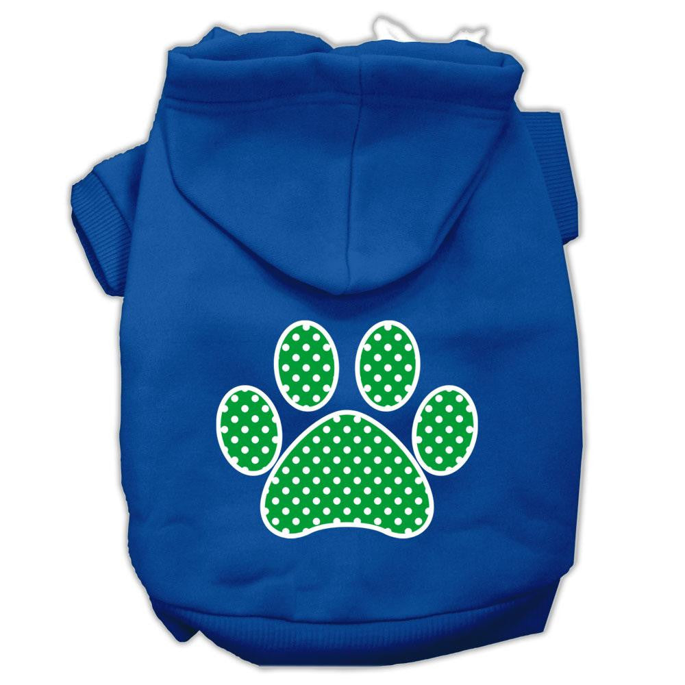 Green Swiss Dot Paw Screen Print Pet Hoodies Blue Size XXL (18)