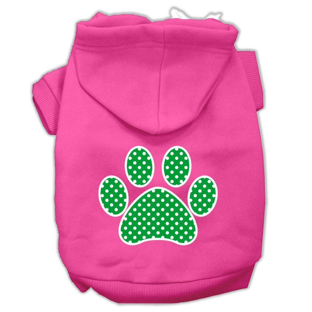 Green Swiss Dot Paw Screen Print Pet Hoodies Bright Pink Size XXL (18)