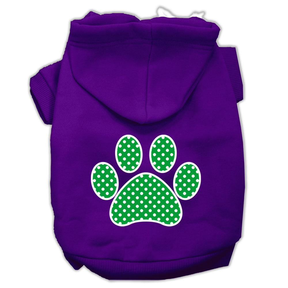 Green Swiss Dot Paw Screen Print Pet Hoodies Purple Size XXL (18)