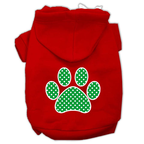 Green Swiss Dot Paw Screen Print Pet Hoodies Red Size XXL (18)