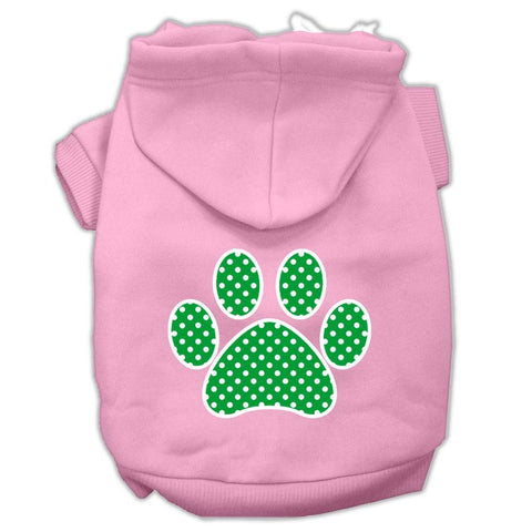 Green Swiss Dot Paw Screen Print Pet Hoodies Light Pink Size XXXL (20)