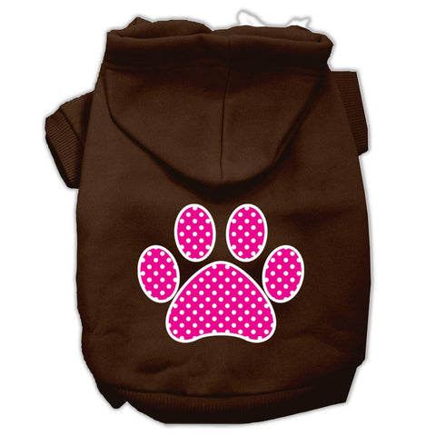 Pink Swiss Dot Paw Screen Print Pet Hoodies Brown Size Lg (14)