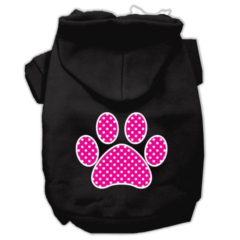 Pink Swiss Dot Paw Screen Print Pet Hoodies Black Size Med (12)