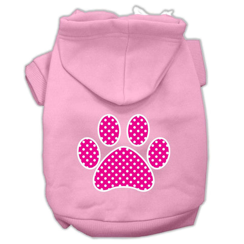 Pink Swiss Dot Paw Screen Print Pet Hoodies Light Pink Size XL (16)