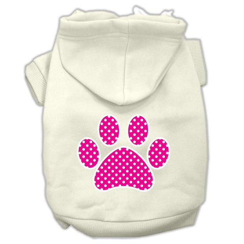 Pink Swiss Dot Paw Screen Print Pet Hoodies Cream Size XXXL(20)