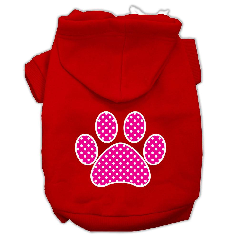 Pink Swiss Dot Paw Screen Print Pet Hoodies Red Size XXXL (20)